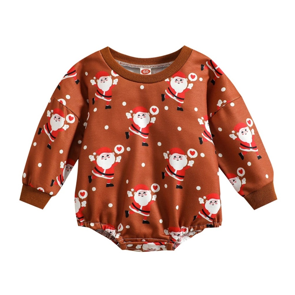 Baby unisex Christmas Romper Snowman Santa Print 0-3 mon (bin C)